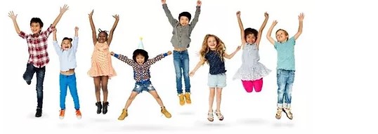 children jumping up and reaching for sky