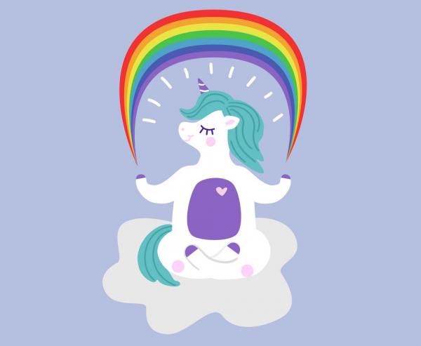 Unicorn holding a rainbow 