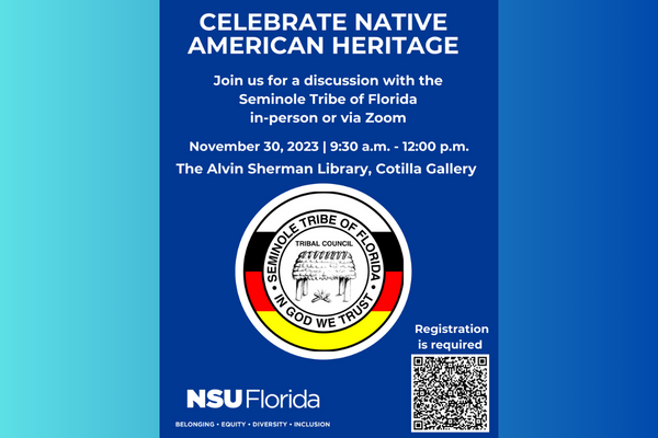 a poster with words and the Seminole Tribe emblem