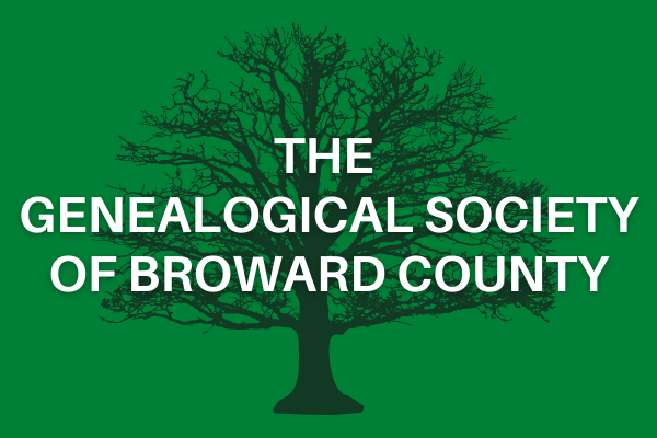tree with branches and the words Genealogical society of Broward County