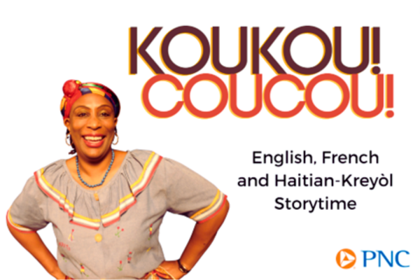 woman with hands on hips and the words koukou! coucou!