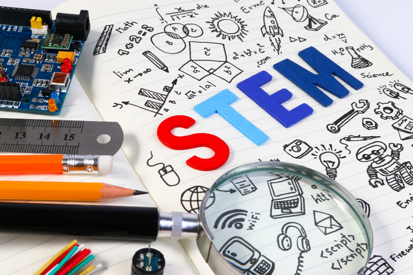 school supplies and the word STEM