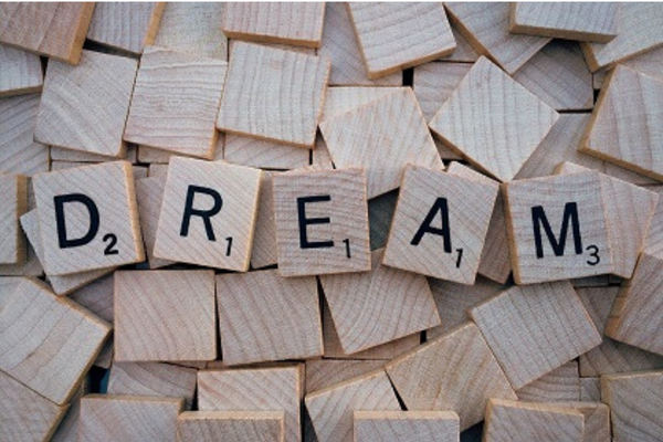 scrabble pieces that spell the word dream
