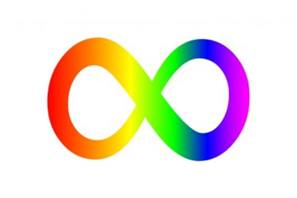 Rainbow-colored infinity sign - symbol of neurodiversity