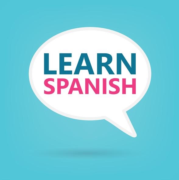 Word bubble with the words Learn Spanish written in it
