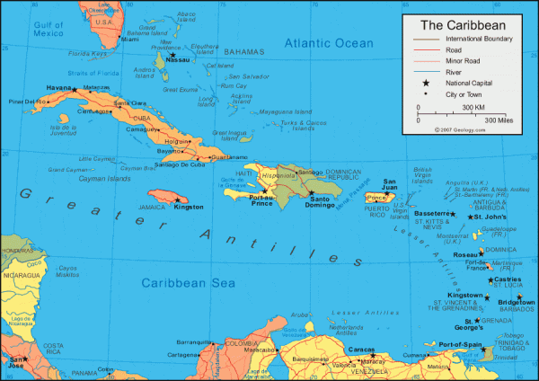 The Caribbean - map
